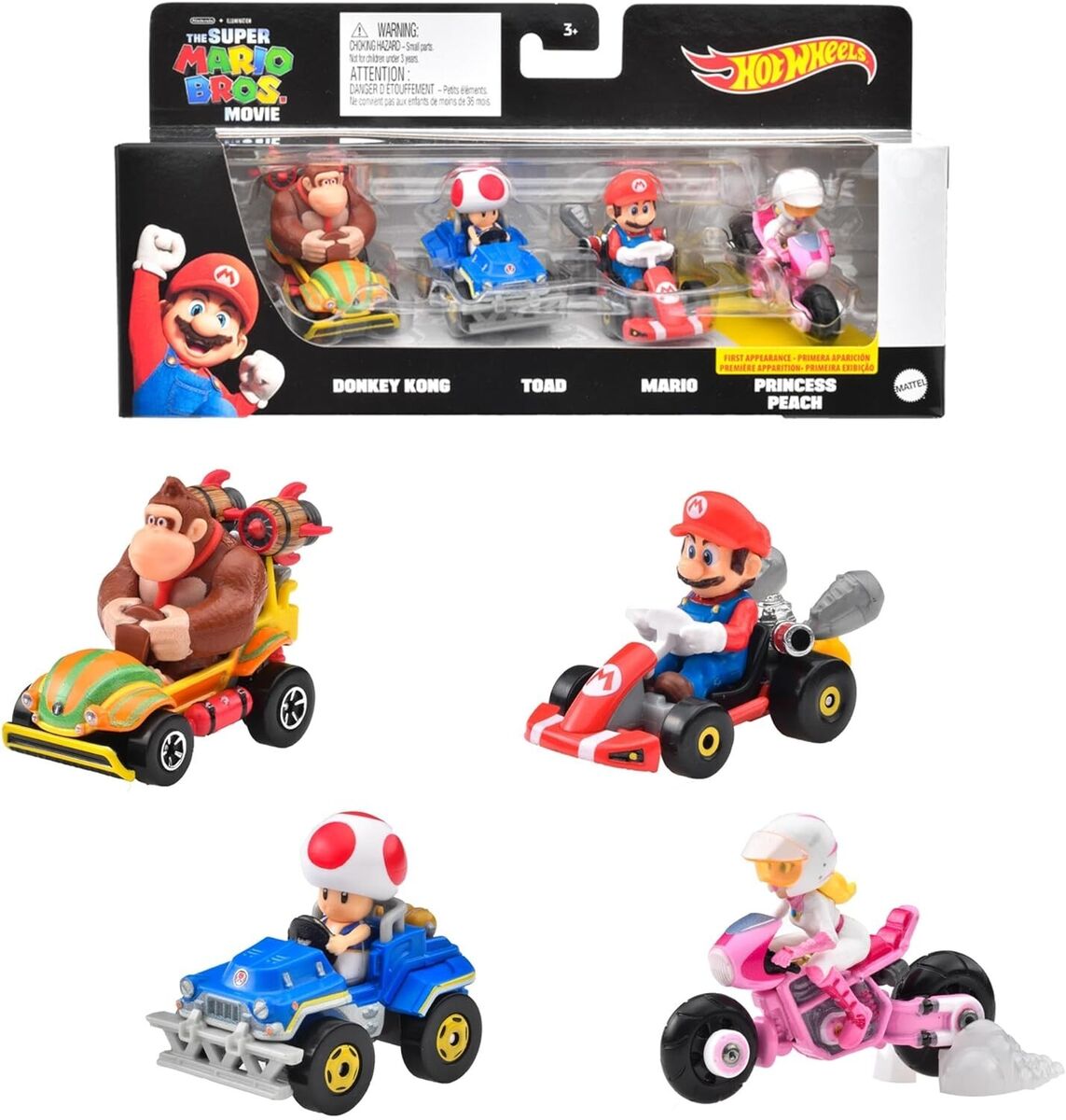 Mattel-Hot Wheels Mario Kart 4-Pack - The Super Mario Bros. Movie-GWB36-Legacy Toys