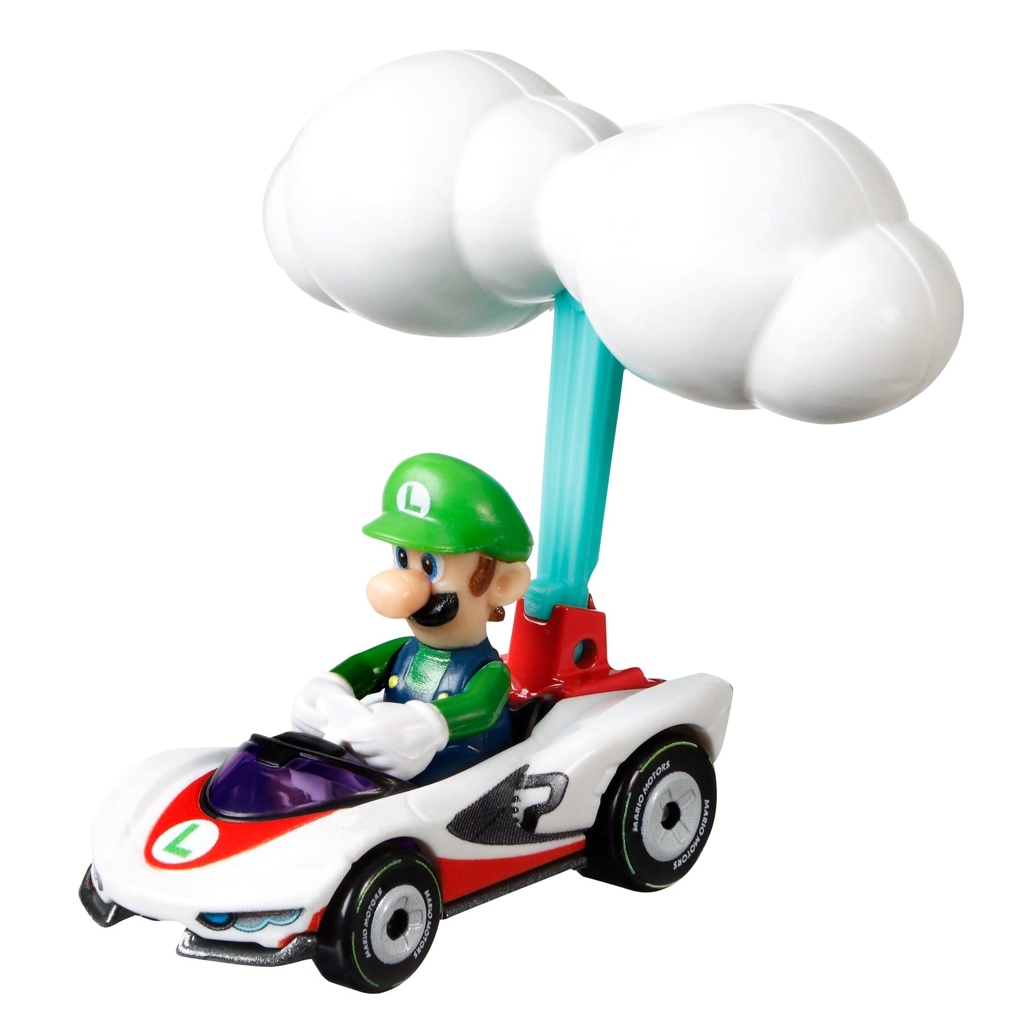 Mattel-Hot Wheels Mario Kart Gliders-GVD35-Luigi P-Wing + Cloud Glider-Legacy Toys