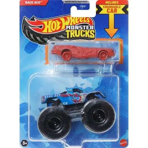 Mattel-HOT WHEELS Monster Truck plus Car - Race Ace-JCG42-Legacy Toys