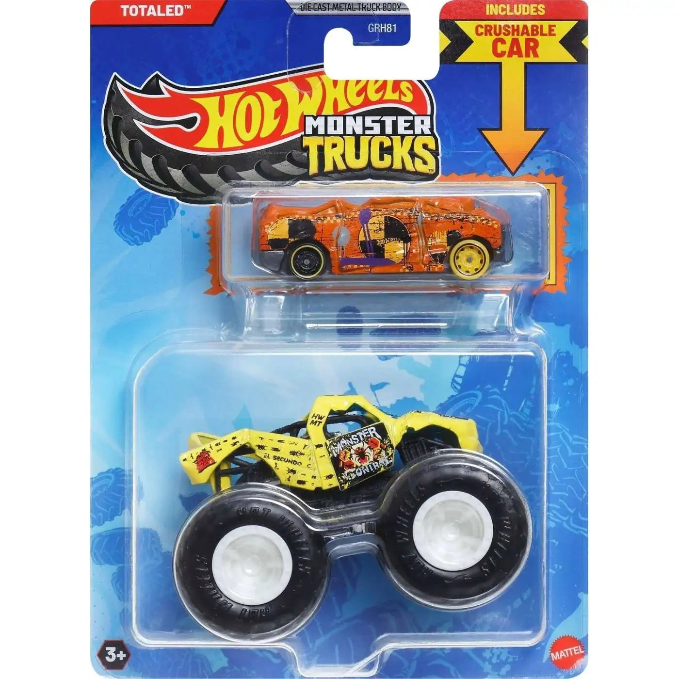 Mattel-HOT WHEELS Monster Truck plus Car - Totaled-JCG32-Legacy Toys