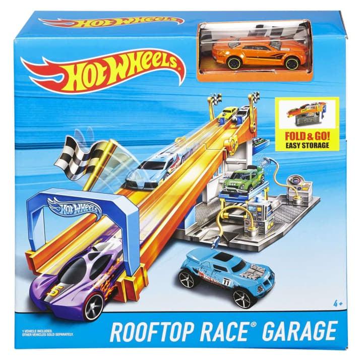 Mattel-Hot Wheels Rooftop Race Garage Play Set-DRB29-Legacy Toys