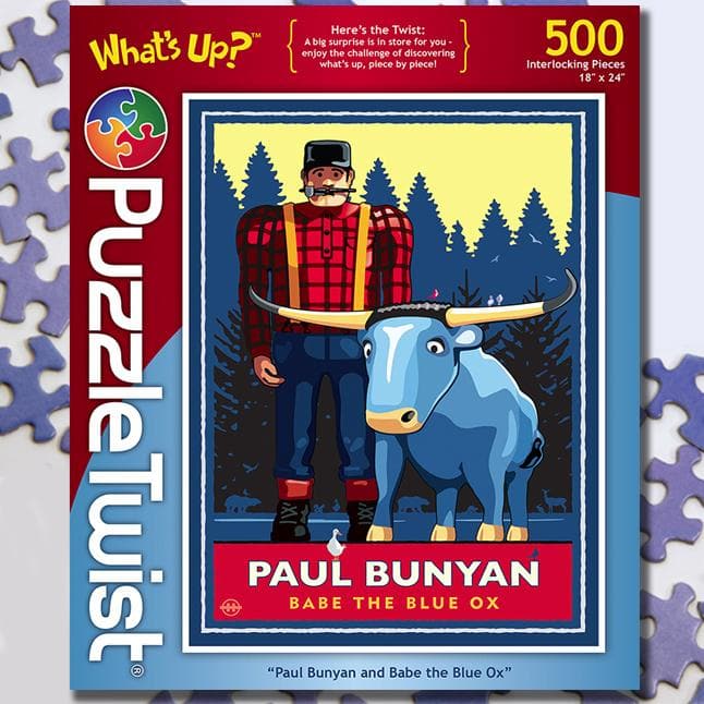 Maynards-Puzzle Twist - Paul Bunyan & Babe The Blue Ox - 500 Piece Puzzle-10303-Legacy Toys