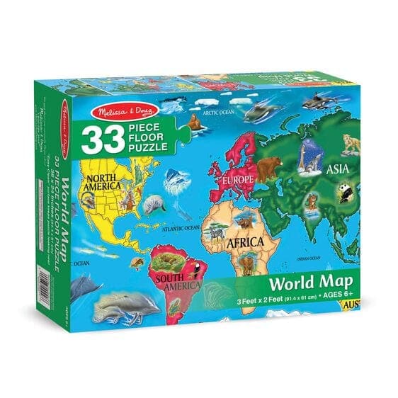 Melissa & Doug-World Map Floor Puzzle - 33 Pieces-0446-Legacy Toys