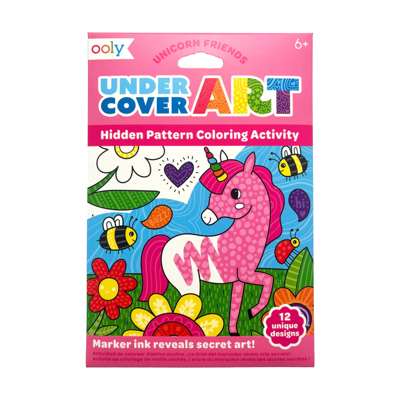 Ooly-Undercover Art Hidden Pattern Coloring Activity Art Cards - Unicorn Friends-161-116-Legacy Toys