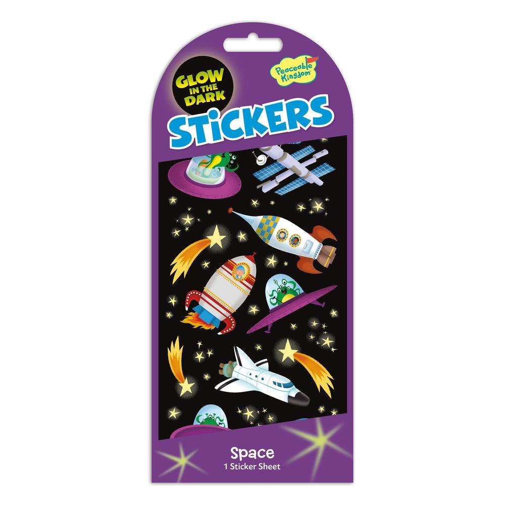 Peaceable Kingdom-Glow in the Dark Sticker Pack - Space-STK223-Legacy Toys