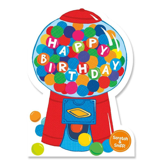 Peaceable Kingdom-Scratch & Sniff Birthday Card - Bubble Gum Machine-11216-Legacy Toys