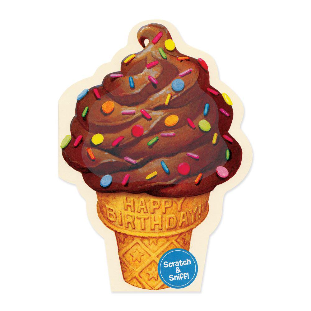 Peaceable Kingdom-Scratch & Sniff Birthday Card - Chocolate Ice Cream Cone-11225-Legacy Toys