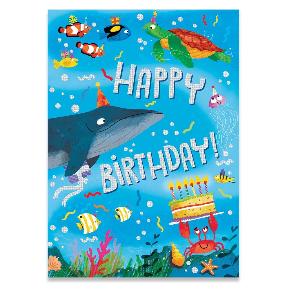 Peaceable Kingdom-Sea Life Foil Birthday Card-11096-Legacy Toys