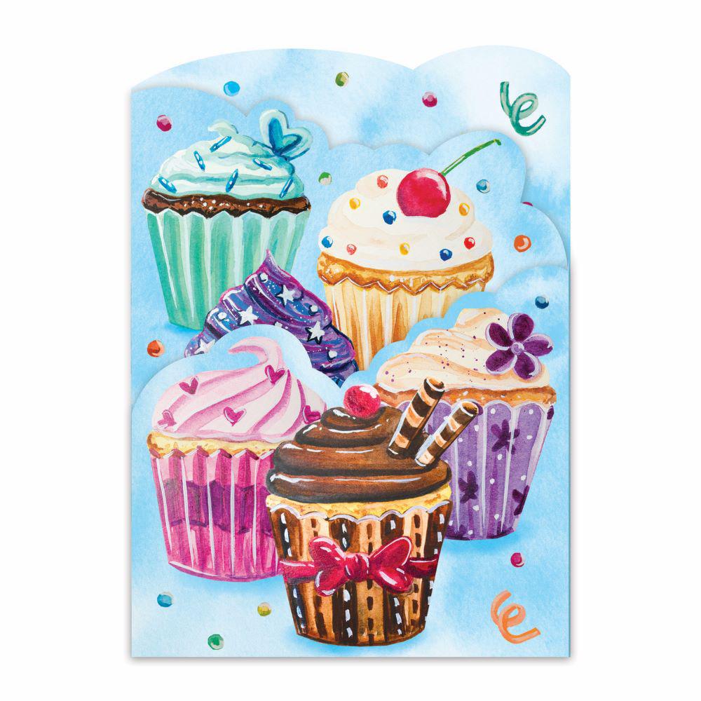 Peaceable Kingdom-Tri Fold Birthday Card - Cupcake-11388-Legacy Toys