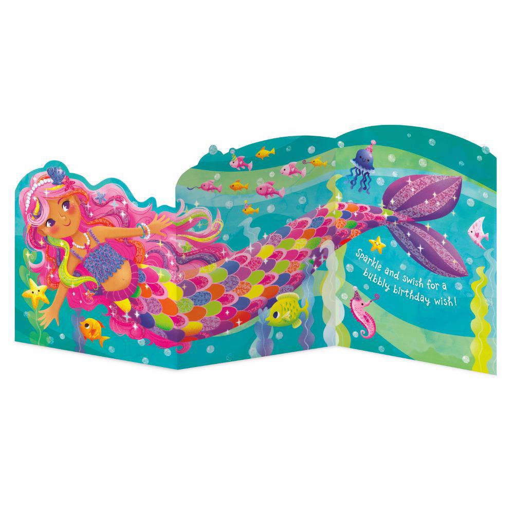 Peaceable Kingdom-Tri Fold Birthday Card - Mermaid-5924TF-Legacy Toys