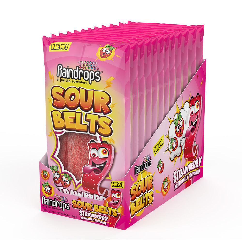 Raindrops-Sour Belts Strawberry 3.52 oz.-R16000-12-Box of 12-Legacy Toys