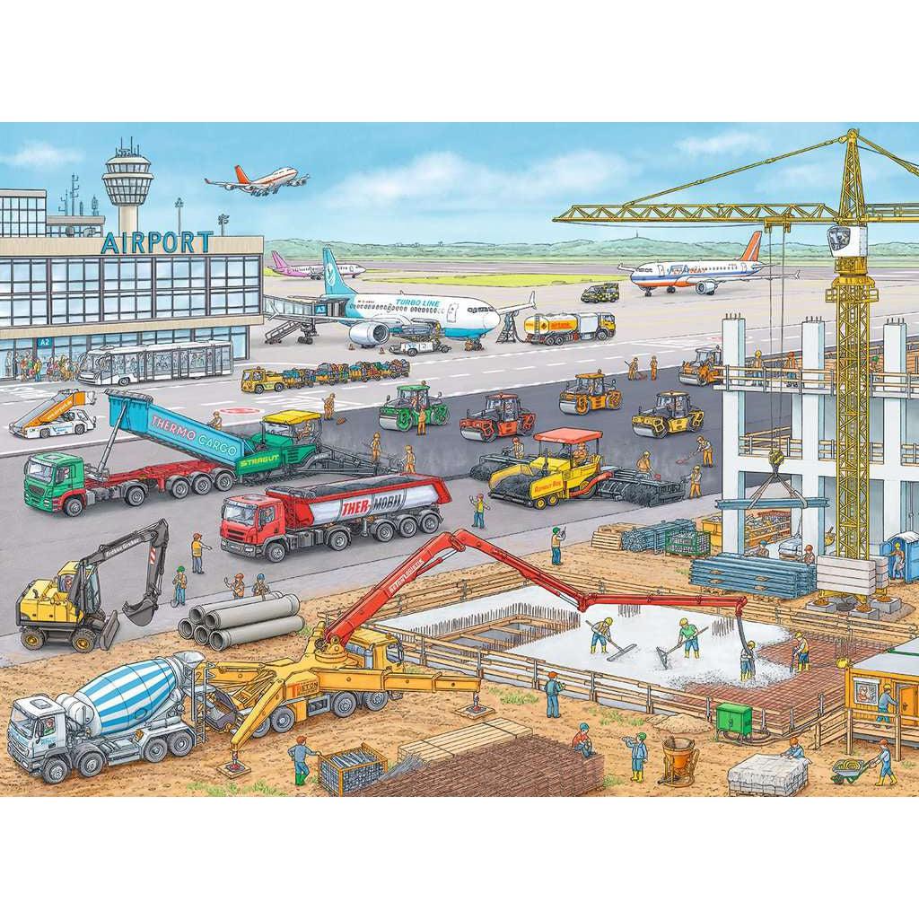 Ravensburger-Construction At The Airport - 100 Piece Puzzle-10624-Legacy Toys