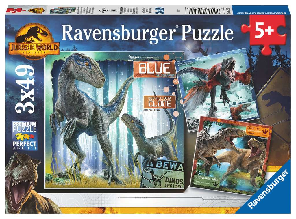 Ravensburger-Jurassic World: Dominion 3 x 49 pc Puzzles-05656-Legacy Toys