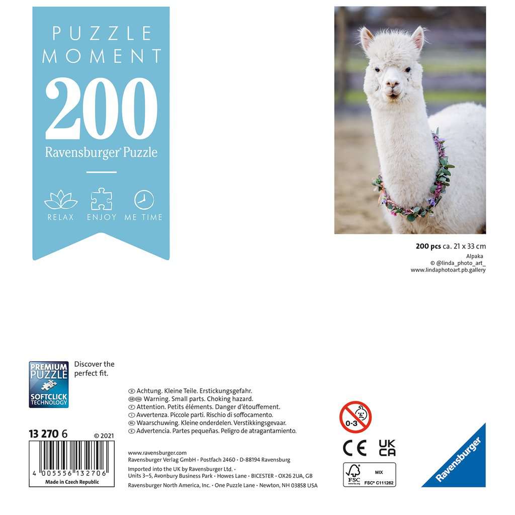 Ravensburger-Puzzle Moments: Alpaca 200 Piece Puzzle-13270-Legacy Toys