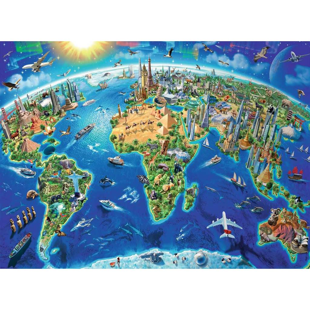 Ravensburger-World Landmarks Map 300 Piece Puzzle-13227-Legacy Toys