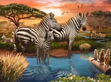 Ravensburger-Zebras at the Waterhole 500 Piece Puzzle-17376-Legacy Toys