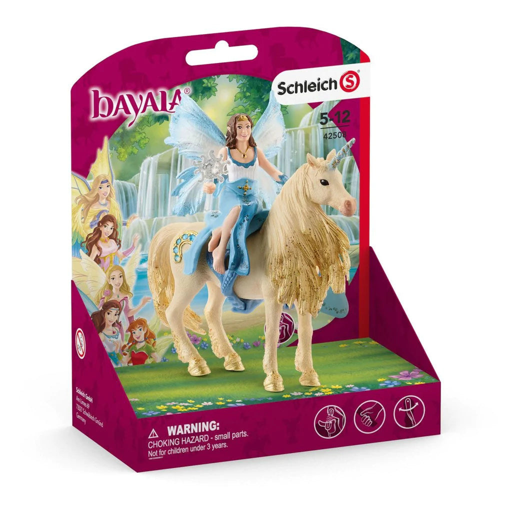 Schleich-Eyela Riding On Golden Unicorn-42508-2-Barcode 2-Legacy Toys