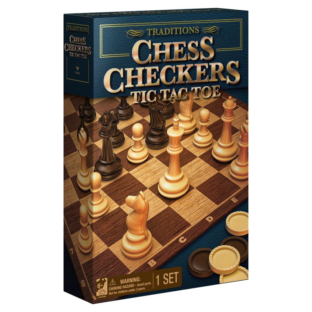 Spin Master-Chess and Checkers in 2pc Rectangular Traditions Box-6040738-Legacy Toys