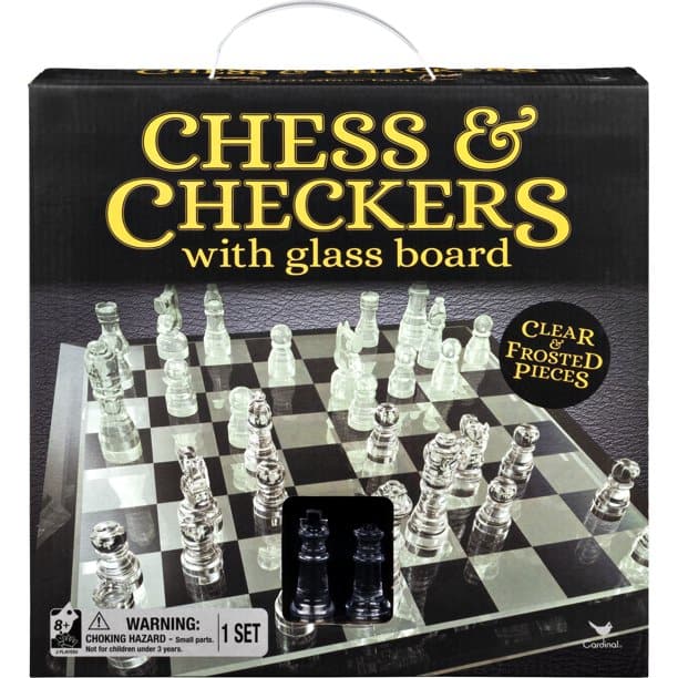 Spin Master-Clear Chess and Checkers Set with Glass Gameboard-6059022-Legacy Toys
