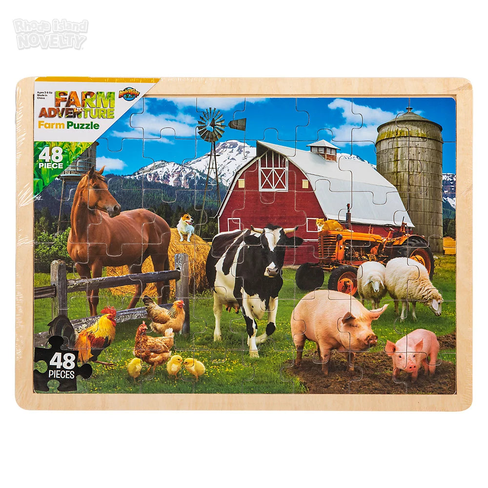 The Toy Network-48 Piece Farm Animal Wooden Puzzle-AG-48FAR-Legacy Toys