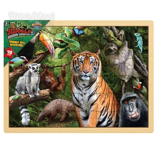 The Toy Network-48 Piece Jungle Animal Wooden Puzzle-AG-48JUN-Legacy Toys