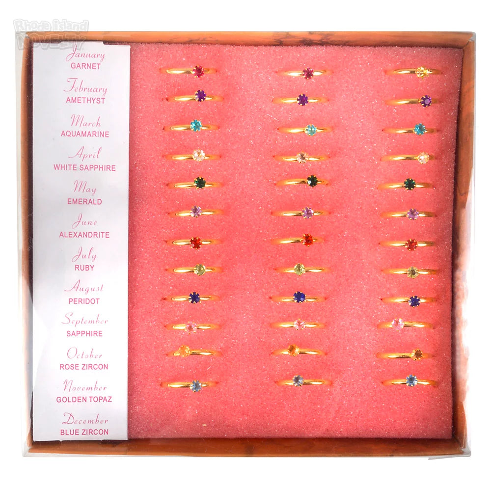 The Toy Network-Birthstone Ring Assorted Styles-JR-BSRST-Box of 36-Legacy Toys