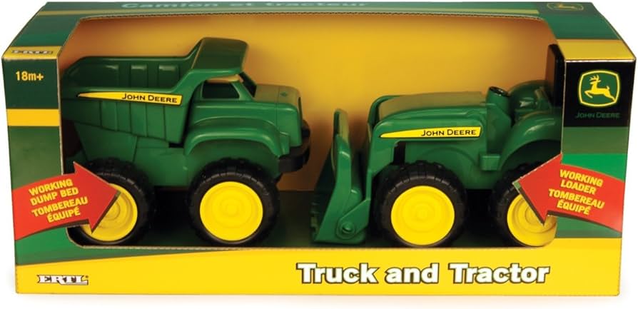 TOMY-John Deere Sandbox Vehicle 2 Pack With Loader And Dump Truck-35874V-Legacy Toys