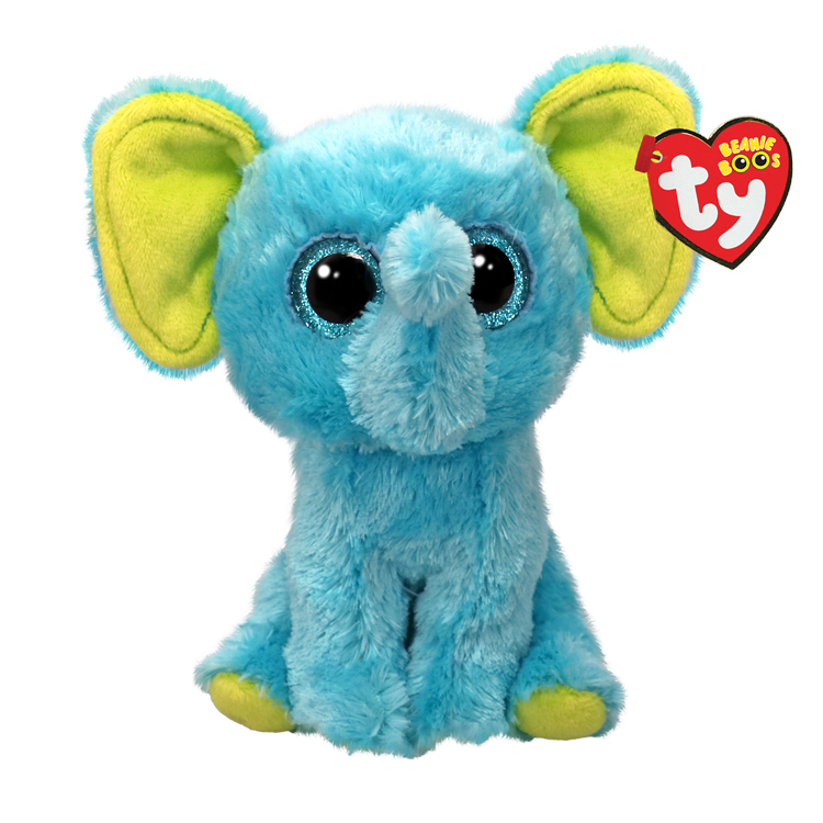 TY-Bean Boo's - Trunkles the Blue Elephant - 6" Small-37359-Legacy Toys