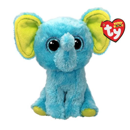 TY-Bean Boo's - Trunkles the Blue Elephant - 6" Small-37359-Legacy Toys