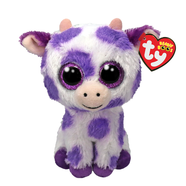 TY-Beanie Boo - Ethel Purple Spotted Cow - 6" Small-37345-Legacy Toys