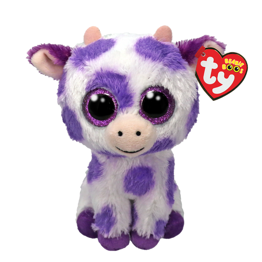 TY-Beanie Boo - Ethel Purple Spotted Cow - 6" Small-37345-Legacy Toys