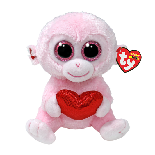 TY-Beanie Boo's - Gigi Monkey with Heart - 6" Small-37341-Legacy Toys