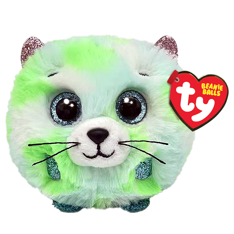 TY-Beanie Puffies 4" Ball-42537-Evie - Cat-Legacy Toys