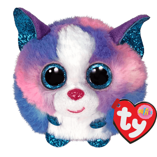 TY-Beanie Puffies 4" Ball-42521-Cleo - Husky (multi-color)-Legacy Toys