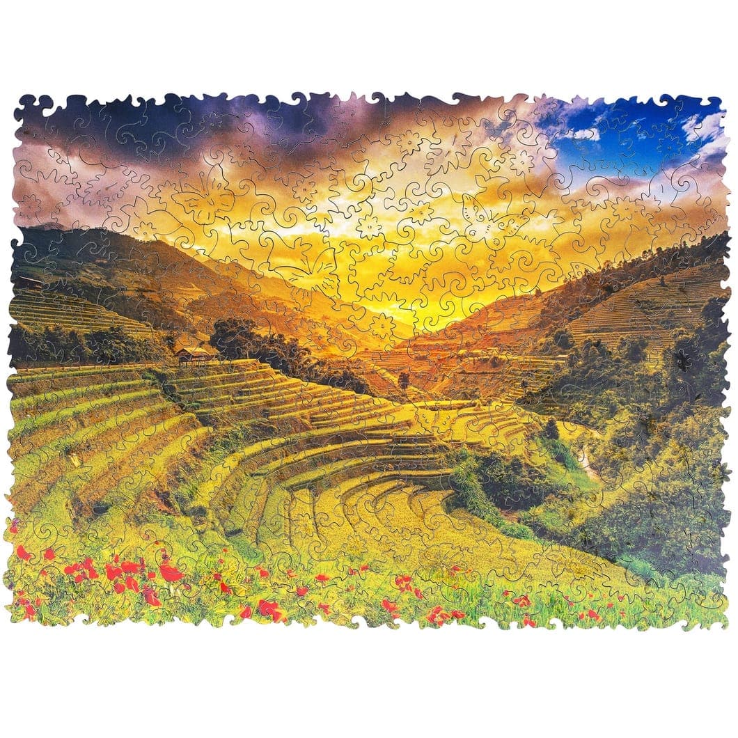 Unidragon-Rice Fields Wooden Jigsaw Puzzle-UNI-RICE-M-Medium-Legacy Toys