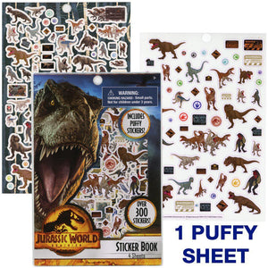 Jurassic World Sticker Book with Puffy Stickers 4 Sheet