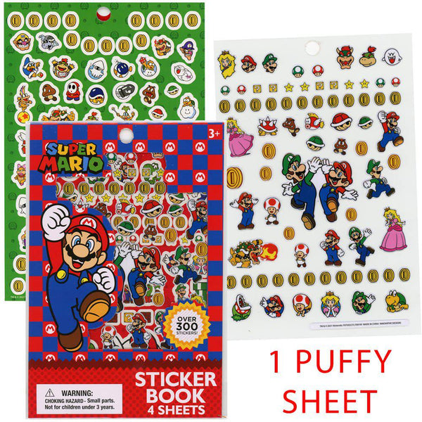 Mario Sticker Book with Puffy Stickers 4 Sheet