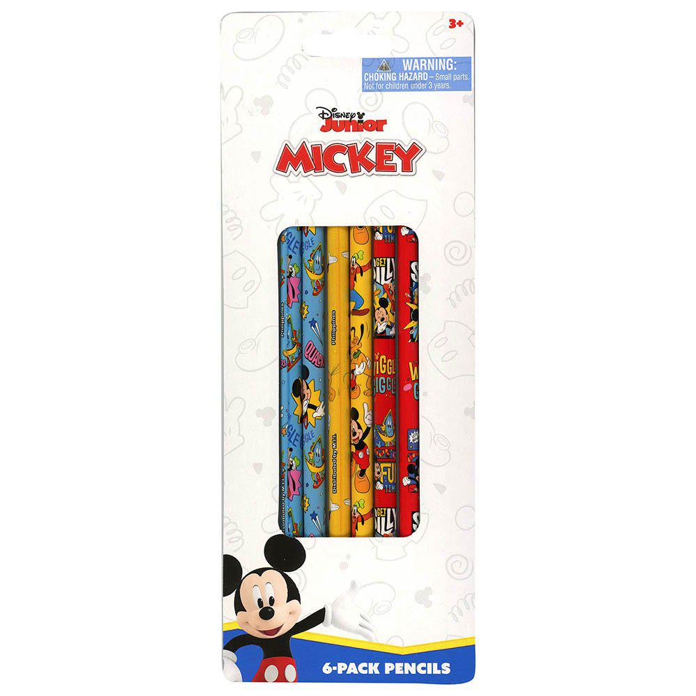 United Party-Mickey 6 Pack Pencils on blister card-84573MZ-Legacy Toys