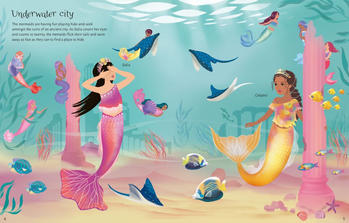 Usborne Books-Sticker Dolly Dressing Mermaid Kingdom-317326-Legacy Toys